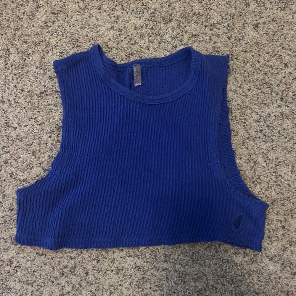 FP Movement by Free People Royal Blue Ribbed Tank Top